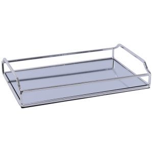 Silver Metal Sheer Tray 30 x 20 x 5 cm