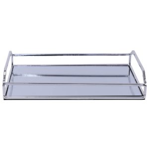 Silver Metal Sheer Tray 30 x 20 x 5 cm