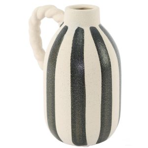 Off-White Striped Vase 18 cm