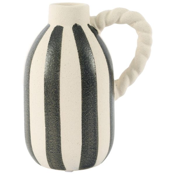 Off-White Striped Vase 18 cm