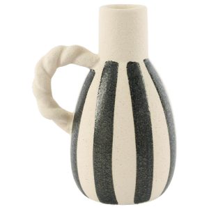 Off-White Striped Vase 17 cm