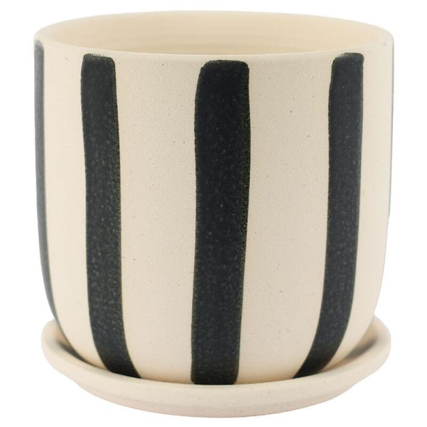 Off-White Striped Pot 15 cm