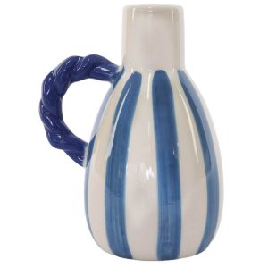 Navy Striped Vase 17 cm