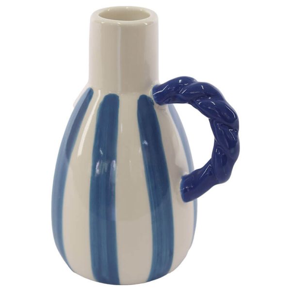 Navy Striped Vase 17 cm