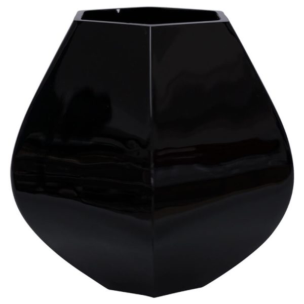 Black Polygon Vase 18 cm