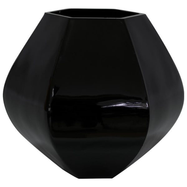 Black Polygon Vase 18 cm